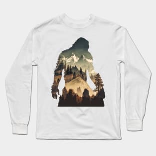 Sasquatch Bigfoot Hairy Man Sticker Long Sleeve T-Shirt